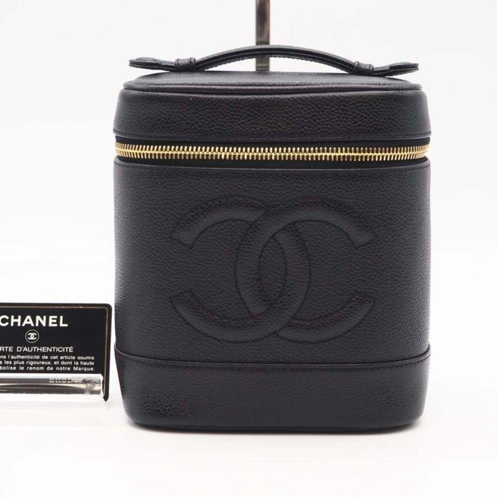CHANEL Black Caviar Leather Logo Vanity Bag - Picture 2 of 12